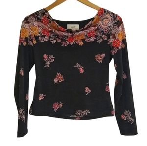 Vtg Y2K Mesh Floral Top